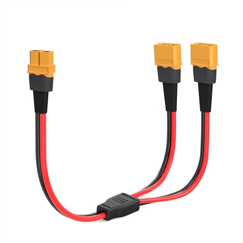 ELFCULB XT60 Y Splitter,12AWG XT60 1 Female to 2 Male Connector Cable for UAV Phantom Quadcopter RC Car(1FT) - Image 1